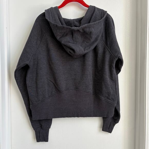 Gray Ribbed Half Zip Hoodie Medium - Picture 2 of 7